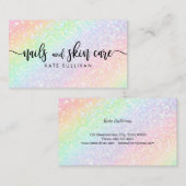 レインボーフェイクグリッター爪、 ネイルとスキンケア文字 名刺 (正面/裏面)