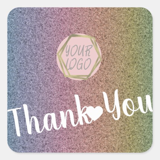 レインボーフェイクグリッター爪、 ネイルヘアビジネスロゴ スクエアシール (正面)