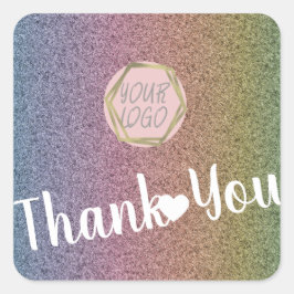 レインボーフェイクグリッター爪、 ネイルヘアビジネスロゴ スクエアシール