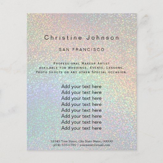 レインボーフェイクグリッター美しいサロン チラシ (正面)