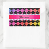 レインボーフェイクネオングリッターダイヤモンドブラック 長方形シール (バッグ)