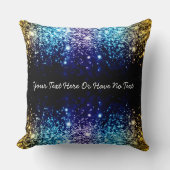 レインボーフェイクパープルブルー金ゴールドグリッタードリップ クッション (正面)