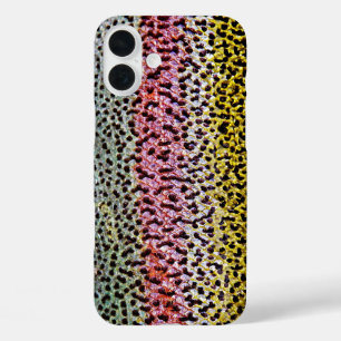 レインボーフェイクマスのスケールテクスチャルックパターン iPhone 16 PLUSケース