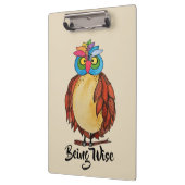 レインボーフェザー付き水彩幻想的フクロウ クリップボード (左)