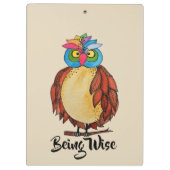 レインボーフェザー付き水彩幻想的フクロウ クリップボード (裏面)