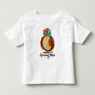 レインボーフェザー付き水彩幻想的フクロウ トドラーTシャツ