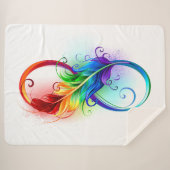 レインボーフェザー付き無限記号 シェルパブランケット (正面(横))