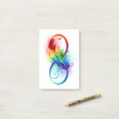 レインボーフェザー付き無限記号 ポストイット (デスク上)