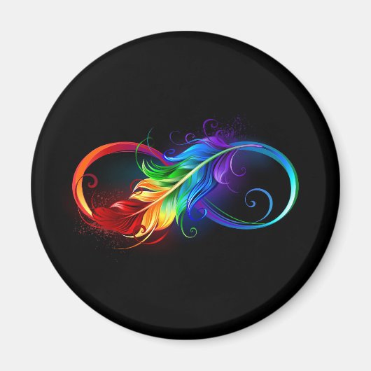 レインボーフェザー付き無限記号 マグネット (正面)