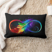 レインボーフェザー付き無限記号 ランバークッション (ブランケット)