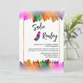 レインボーフェザー結婚式招待状 招待状 (スタンド正面)