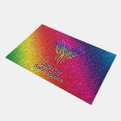 レインボーフェニックスライジングLBGTQ+あなたのイニシャル ドアマット (アングル)