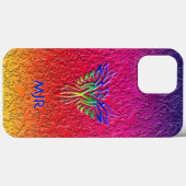 レインボーフェニックスライジングLBGTQ+あなたのイニシャル Case-Mate iPhoneケース (裏面 (横))