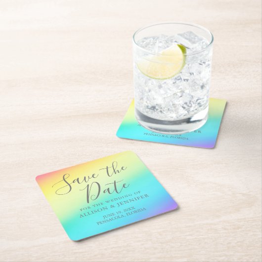 レインボーフェード陽気なLGBTQデートを救う スクエアペーパーコースター (インサイチュ)