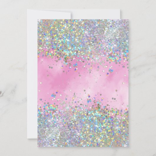 レインボーフォイルガールファースト誕生日 招待状 (裏面)