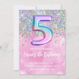 レインボーフォイルガール5th誕生日招待状 招待状