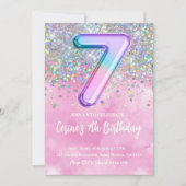 レインボーフォイルガール7th誕生日招待状 招待状 (正面)