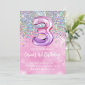 レインボーフォイルガール 3歳の誕生日 招待状 (スタンド正面)