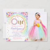 レインボーフォト招待状レインボー1st誕生日 招待状 (正面)