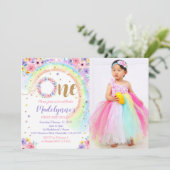 レインボーフォト招待状レインボー1st誕生日 招待状 (スタンド正面)