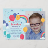 レインボーフォト誕生日招待状 招待状 (正面/裏面)