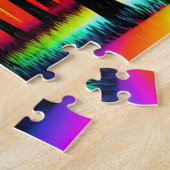 レインボーフォレストとオレンジグローのツリーシルエット ジグソーパズル (側面)