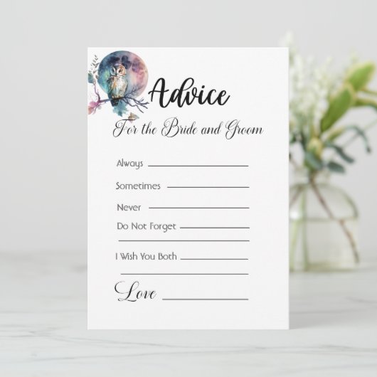 レインボーフクロウ白の花嫁と花婿のためのアドバイス 招待状 (スタンド正面)