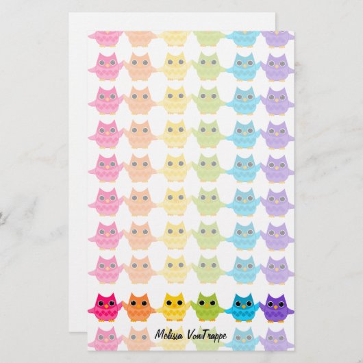 レインボーフクロウ 便箋 (正面/裏面)