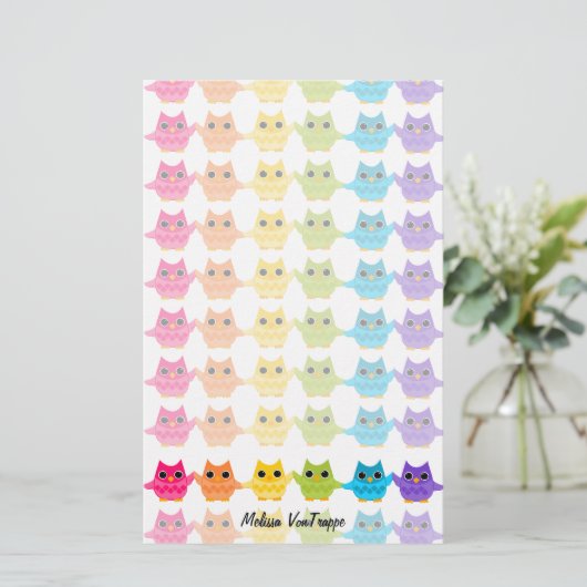 レインボーフクロウ 便箋 (スタンド正面)