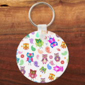 レインボーフクロウ – 光 キーホルダー (正面)