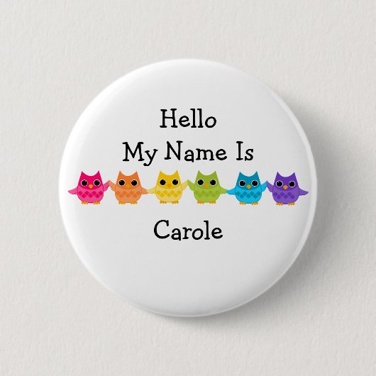 レインボーフクロウ 缶バッジ (正面)