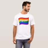 レインボーフラグゲイパパレズビアンママゲイ親LGBTQ Tシャツ (正面フル)