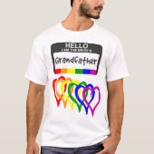 レインボーフラグハート花嫁おじいちゃんネームバッジ Tシャツ (正面)