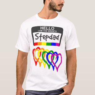 レインボーフラグハート花嫁の継父名バッジ Tシャツ