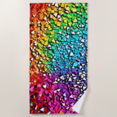 レインボーフラグメントモザイク ビーチタオル (正面)