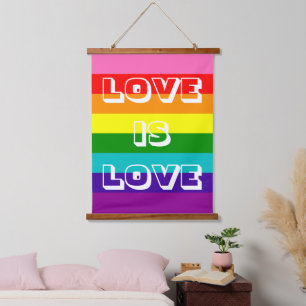 レインボーフラグラブズラブゲイプライドLGBTQ 吊り下げ型タペストリー