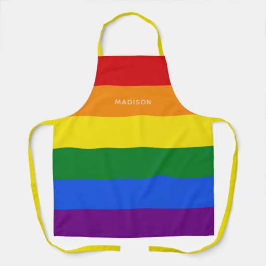レインボーフラグ名前をカスタムするエプロン エプロン (正面)
