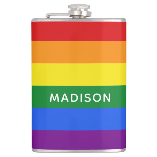 レインボーフラグ名前をカスタムするフラスコ フラスク (正面)
