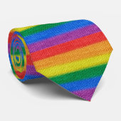 レインボーフラグ編み物ストライプのシームレスパターン ネクタイ (ロール)