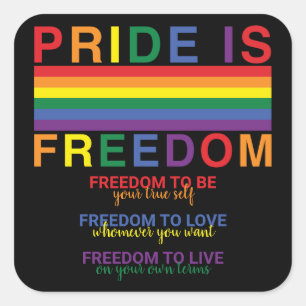 レインボーフラグLGBTQプライドはフリーダム·ゲイ·ライツ スクエアシール