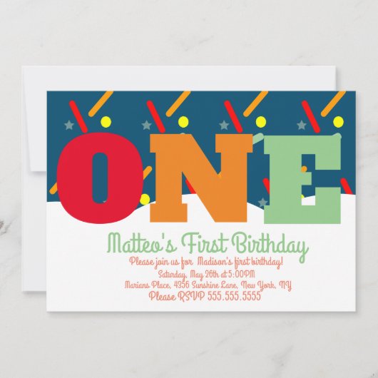 レインボーフラストリーカラフルズ誕生日パーティー 招待状 (正面)