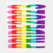 レインボーフラッグカラータイポグラフィLGBTゲイプライド逃亡 フリースブランケット (正面)