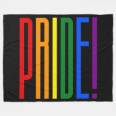 レインボーフラッグカラータイポグラフィLGBTゲイプライド フリースブランケット (正面(横))