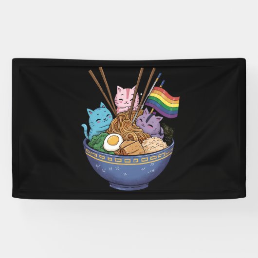 レインボーフラッグキャッツラーメンアニメゲイプライド月LGBT 横断幕 (横)