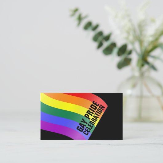 レインボーフラッグゲイプライドお祝い招待状カード エンクロージャーカード (スタンド正面)