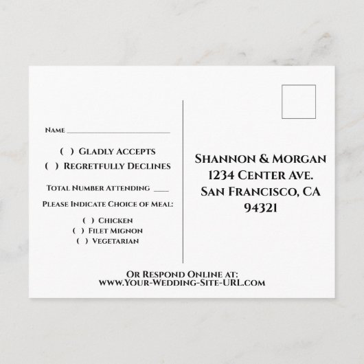 レインボーフラッグゲイプライドウェディングRSVP ポストカード (裏面)