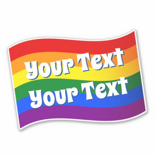 レインボーフラッグゲイプライドカスタム文字最大3行 シール (正面)