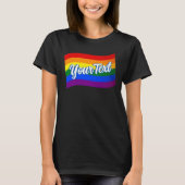 レインボーフラッグゲイプライドLGBTQプライドカスタム文字 Tシャツ (正面)