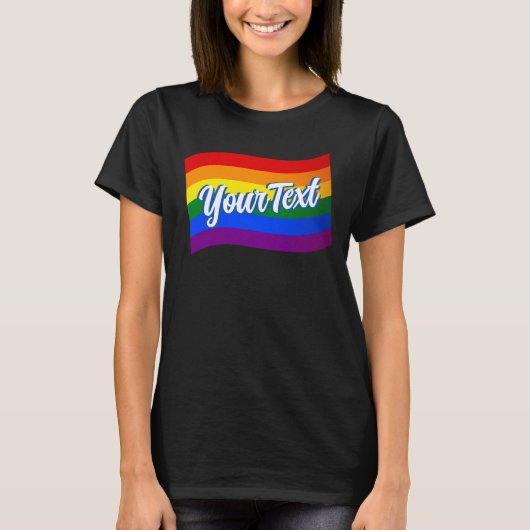 レインボーフラッグゲイプライドLGBTQプライドカスタム文字 Tシャツ (正面)