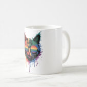 レインボーフラッグゲイプライドLgbtq水彩猫 コーヒーマグカップ (正面右)